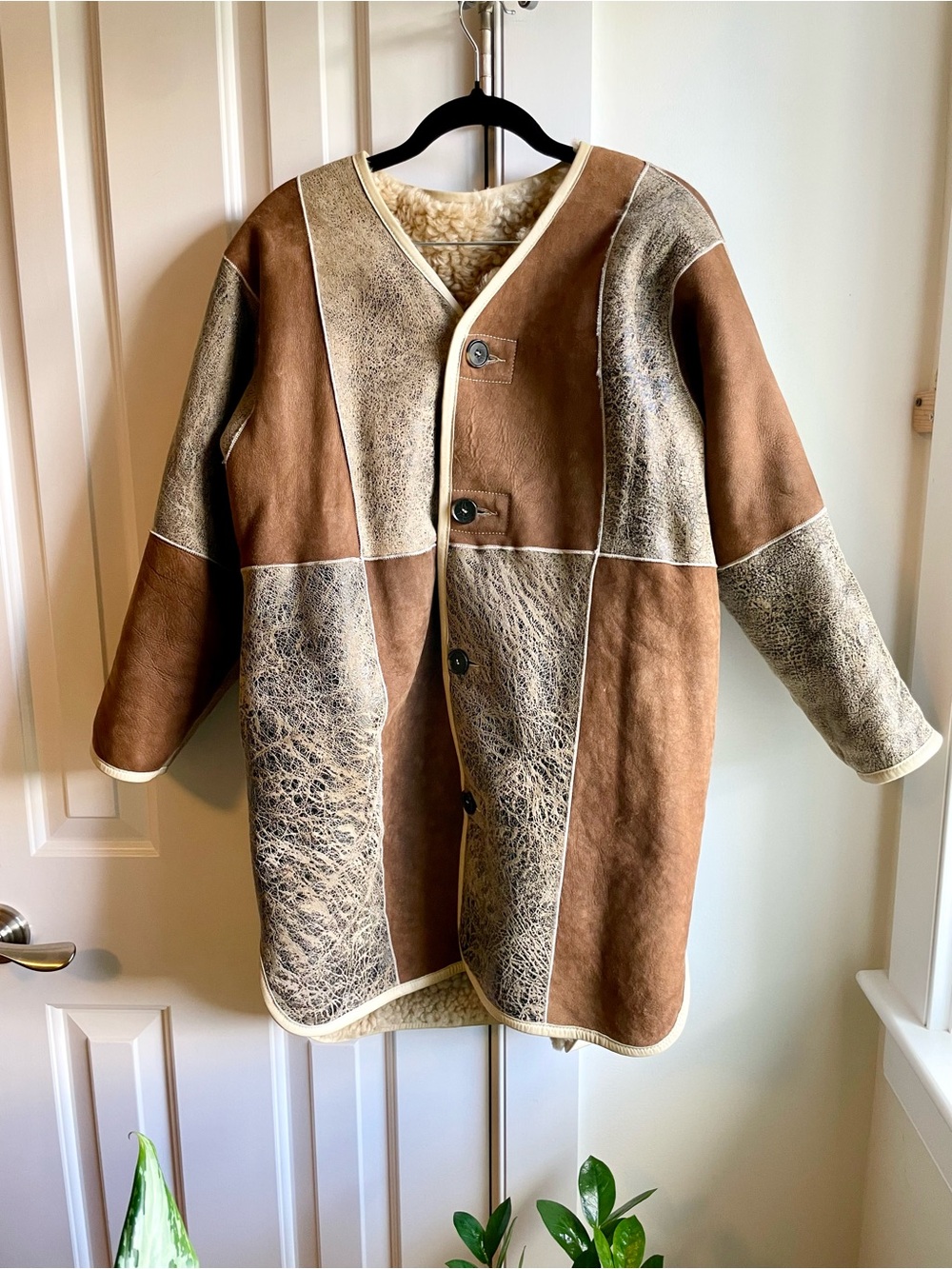 Milena Silvano Moon Coat Tonal Shearling Reversible Size S - Picture 5 of 8